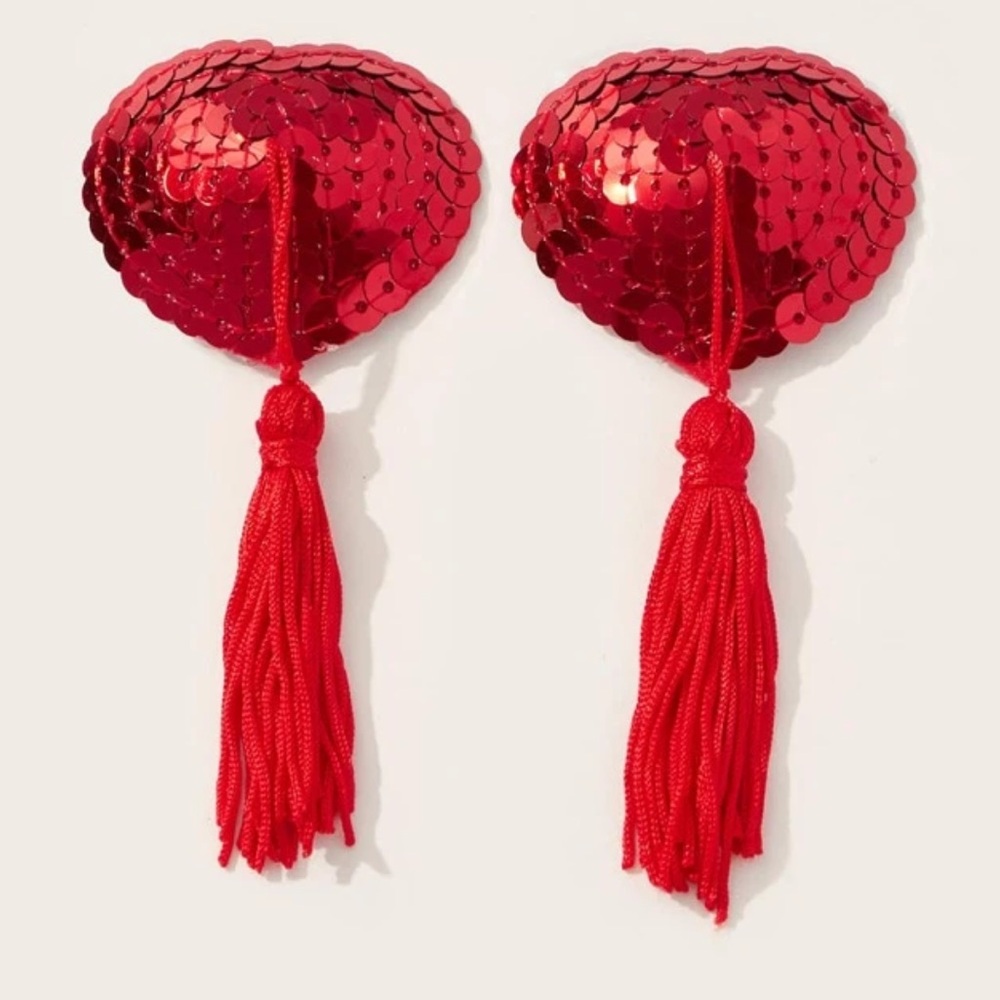 Heart shaped Sequin pasties w tassel